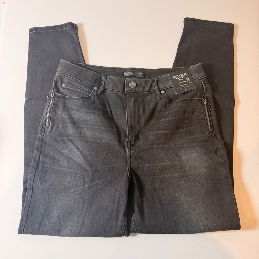 Simply Vera Vera Wang High Rise Skinny Jeans Washed Black Super Stretchy Size 12 - Picture 6 of 8